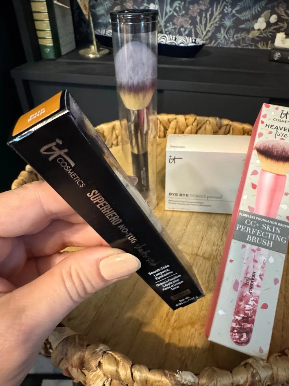 IT Cosmetics CC+ Skin Perfecting Brush + Pressed Powder + Shadow Stick Lot